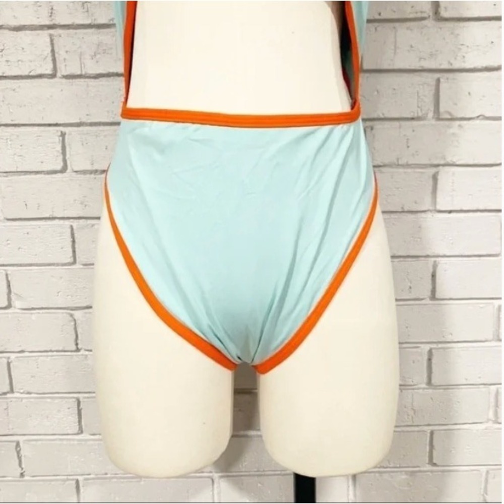 L*Space Women Blue Orange Kira Cutout Twist Back Bitsy Cut One Piece Swimsuit 12 - Picture 5 of 9